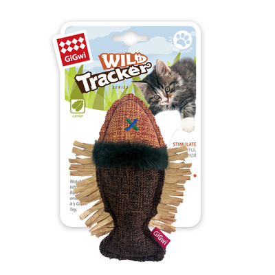 GiGwi - 7497 Vahşi İzci Balık – Rafya Kurdeleli Kedi Oyuncağı