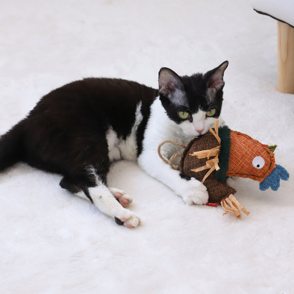 7499 Vahşi İzci Tavuk – Rafya Kurdeleli Kedi Oyuncağı