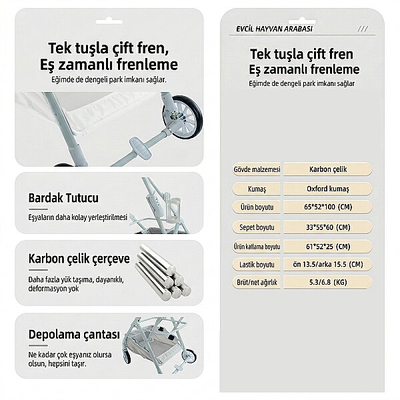 Bndc-105 Pet Arabası Açık Yeşil - Thumbnail