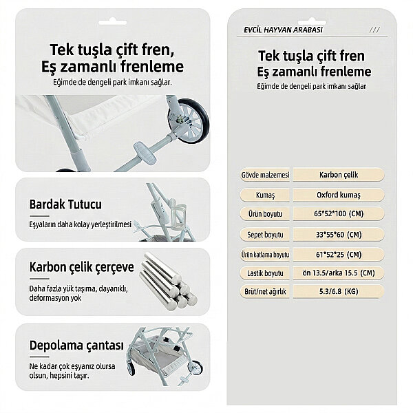 Bndc-105 Pet Arabası Açık Yeşil