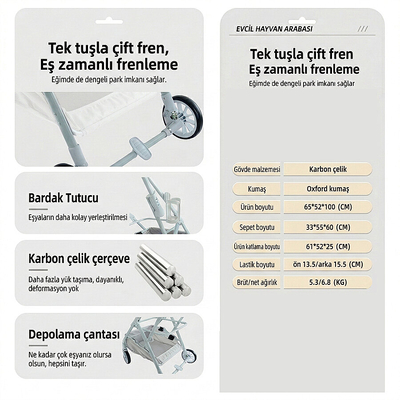 Bndc-105 Pet Arabası Sarı - Thumbnail