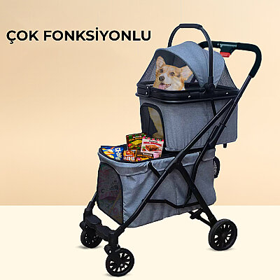 Bndc-201 Pet Arabası 2 Katlı Gri - Thumbnail