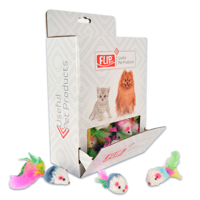 Flip - CT12073 Renkli Peluş Fare Kedi Oyuncağı 70 Adet
