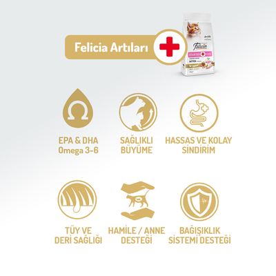 Felicia 12 Kg Kolajenli Tavuklu Az Tahıllı Yavru Kedi Maması HypoAllergenic Kedi Maması - Thumbnail