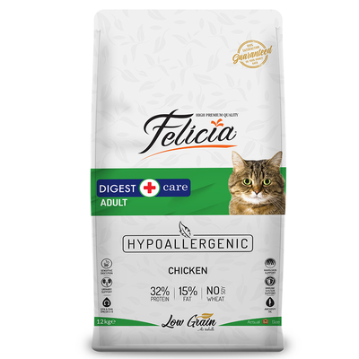Felicia - Felicia 12 Kg Yetişkin Tavuklu Az Tahıllı HypoAllergenic Kedi Maması