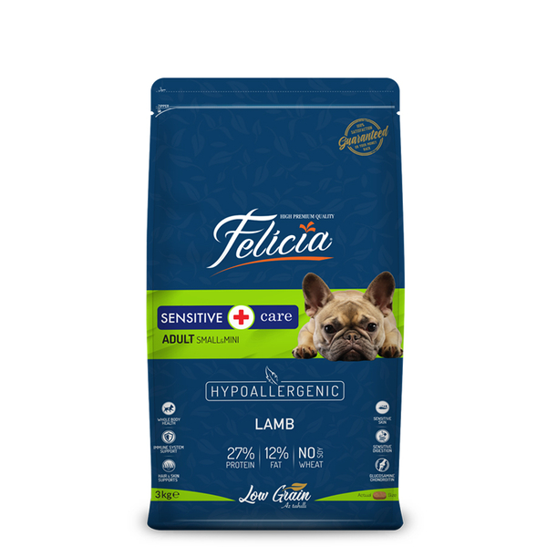 Felicia 3 Kg Kolajenli Kuzulu Az Tahıllı Small/Mini Yetişkin Köpek Maması HypoAllergenic Köpek Maması