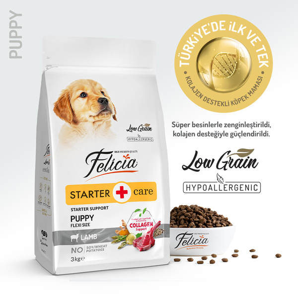 Felicia 3 Kg Kolajenli Kuzulu Az Tahıllı Flexi Size Yavru Köpek Maması HypoAllergenic Köpek Maması