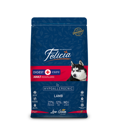 Felicia - Felicia 3 Kg Kolajenli Kuzulu Az Tahıllı M/Large Yetişkin Köpek Maması Breed HypoAllergenic Köpek Maması