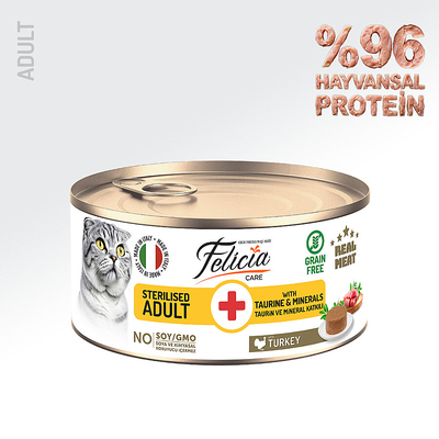 Felicia - Felicia 85 Gr Hindili Ezme Kısırlaştırılmış Kedi Konserve Maması 24 Adet