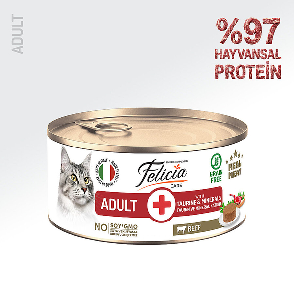 Felicia 85 gr Sığır Etli Ezme Yetişkin Kedi Konserve Maması 24 Adet