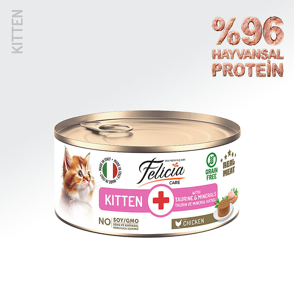 Felicia 85 gr Tavuklu Püre Yavru Kedi Konserve Maması 24 Adet