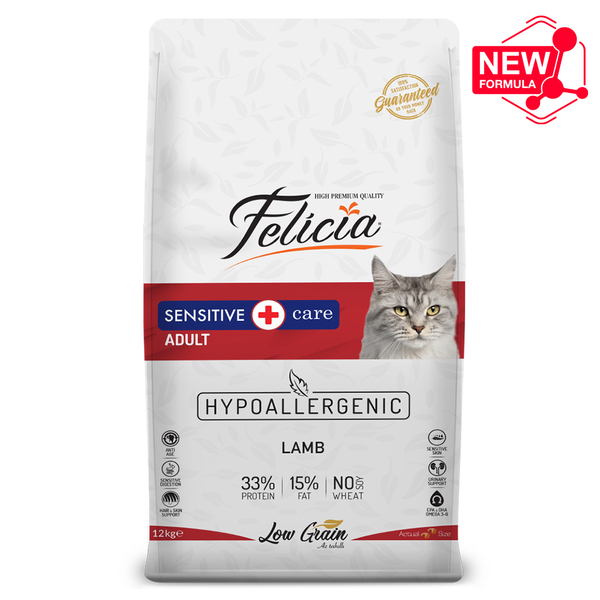 Felicia 12 Kg Yetişkin Kuzu Etli Az Tahıllı HypoAllergenic Kedi Maması