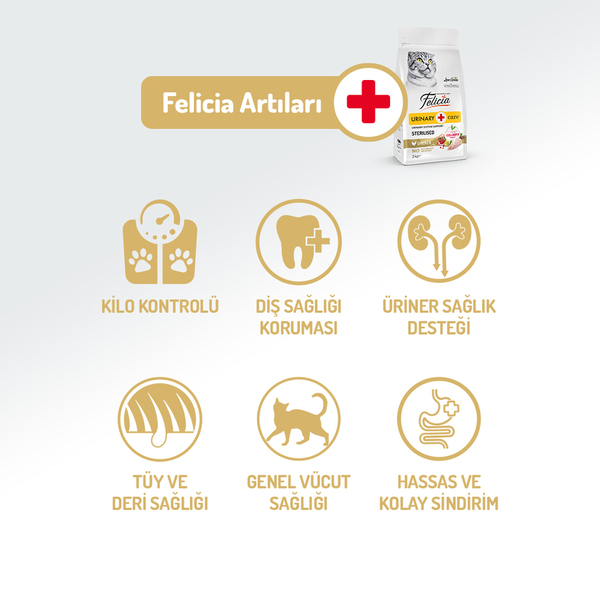 Felicia 12 Kg Kolajenli Tavuklu Az Tahıllı Kısırlaştırılmış Kedi Maması HypoAllergenic Kedi Maması