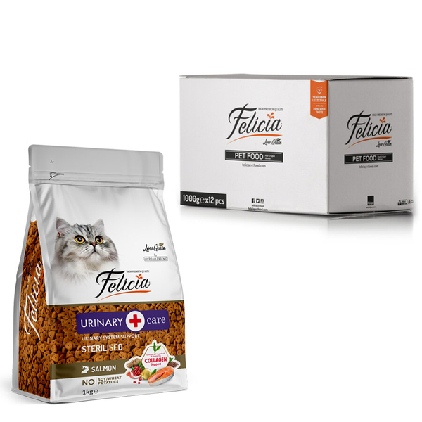 Felicia 12x1 Kg Kolajenli Somonlu Az Tahıllı Kısırlaştırılmış Kedi Maması HypoAllergenic Kedi Maması
