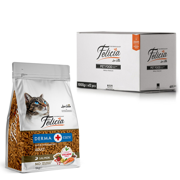 Felicia 12x1 Kg Kolajenli Somonlu Az Tahıllı Yetişkin Kedi Maması HypoAllergenic Kedi Maması