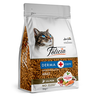 Felicia 12x1 Kg Kolajenli Somonlu Az Tahıllı Yetişkin Kedi Maması HypoAllergenic Kedi Maması - Thumbnail