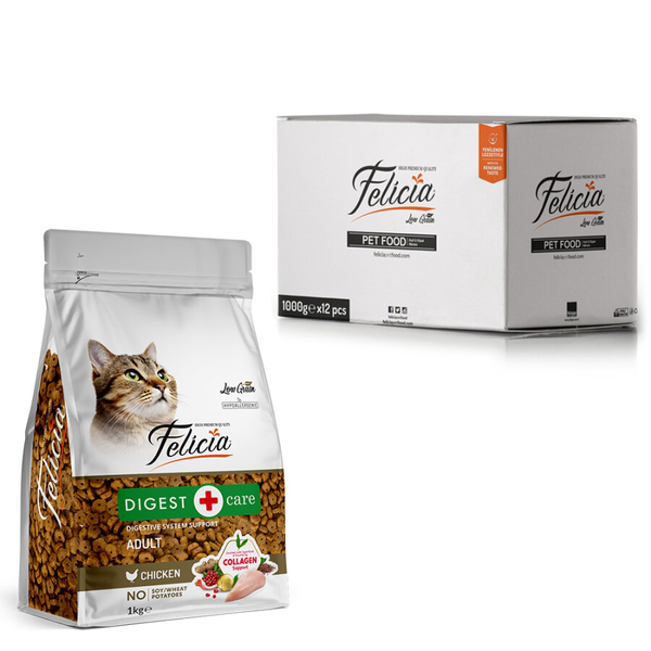 Felicia 12x1 Kg Kolajenli Tavuklu Az Tahıllı Yetişkin Kedi Maması HypoAllergenic Kedi Maması