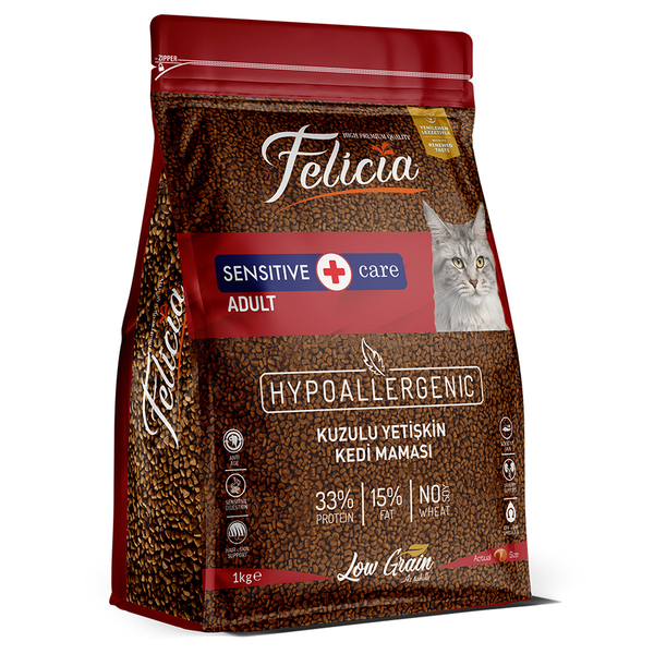 Felicia 5x1 Kg Kuzulu Az Tahıllı Yetişkin Kedi Maması HypoAllergenic Kedi Maması