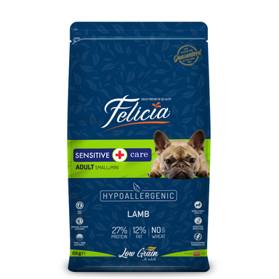Felicia - Felicia 6 Kg (2x3 Kg) Kolajenli Kuzulu Az Tahıllı Small/Mini Yetişkin Köpek Maması HypoAllergenic Köpek Maması