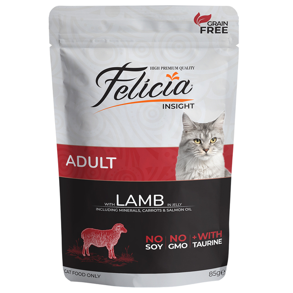 Felicia Tahılsız 85 gr Pouch Yetişkin Kuzu Etli Yaş Kedi Maması 12 Adet