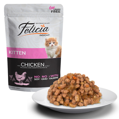 Felicia Tahılsız 85 gr Pouch Yavru Tavuklu Yaş Kedi Maması 12 Adet - Thumbnail