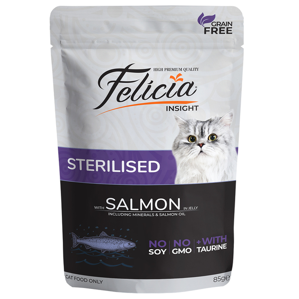 Felicia Tahılsız 85 gr Pouch Sterilised Somonlu Yaş Kedi Maması 12 Adet