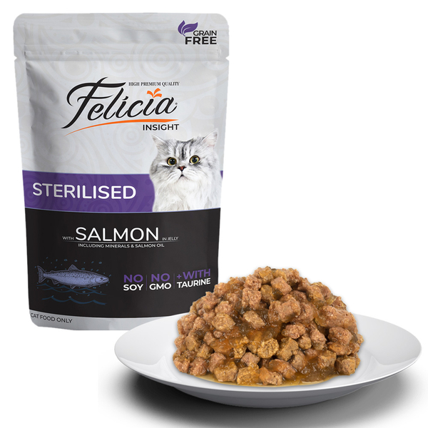 Felicia Tahılsız 85 gr Pouch Sterilised Somonlu Yaş Kedi Maması 12 Adet