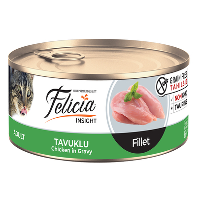 Felicia - Felicia Tahılsız 85 gr Konserve Tavuklu Fileto Yaş Kedi Maması 24 Adet