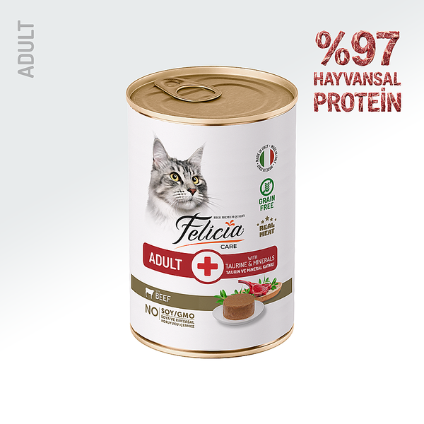 Felicia Yetişkin Tahılsız Biftekli Kedi Konserve 400g - 12 Adet