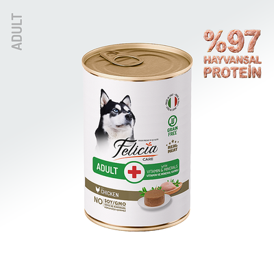 Felicia - Felicia Yetişkin Tahılsız Tavuklu Köpek Konserve 400g - 12 Adet