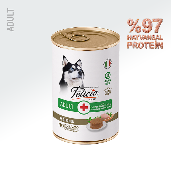 Felicia Yetişkin Tahılsız Tavuklu Köpek Konserve 400g - 12 Adet