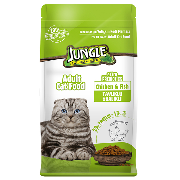 Jungle 15 kg Yetiş.Kedi Mama.Tavuk-Balıklı.