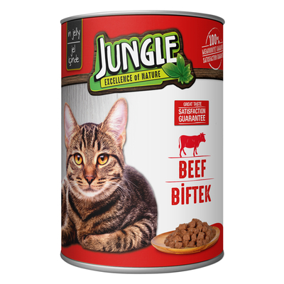 Jungle Kedi 415 gr Biftekli Konserve 24 Adet - Thumbnail