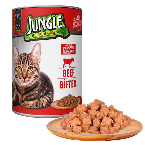 Jungle Kedi 415 gr Biftekli Konserve 24 Adet