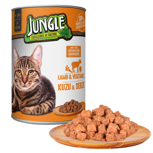 Jungle Kedi 415 gr Kuzu Etli-Sebzeli Konserve 24 Adet