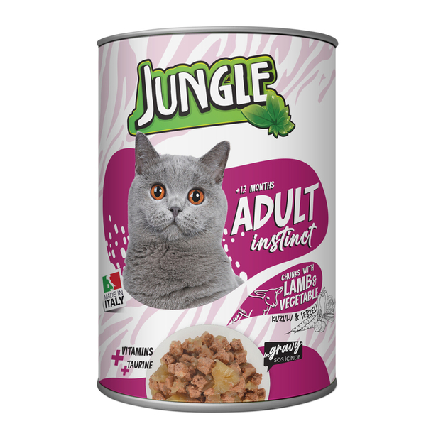 Jungle Kedi 415 gr Kuzu Etli-Sebzeli Konserve 24 Adet