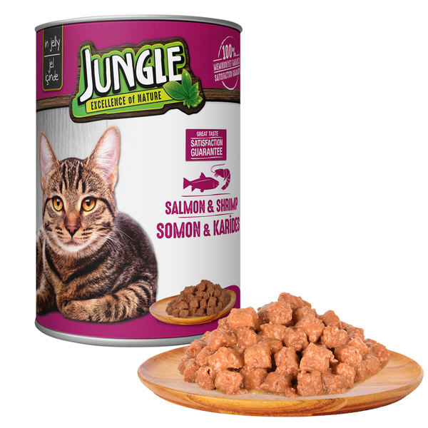 Jungle Kedi 415 gr Somonlu-Karidesli Konserve 24 Adet