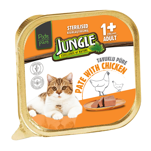 Jungle Kısır Kedi 100g 32'li Tavuklu Ezme/Pate