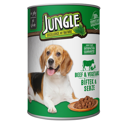 Jungle Köpek 415 gr Biftekli-Sebzeli Konserve 24 Adet - Thumbnail