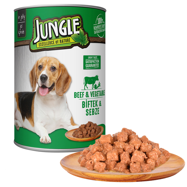 Jungle Köpek 415 gr Biftekli-Sebzeli Konserve 24 Adet