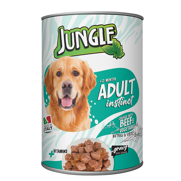 Jungle Köpek 415 gr Biftekli-Sebzeli Konserve 24 Adet