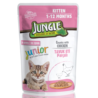 Jungle Yavru Kedi Tavuklu 24 Adet 100 g Pouch - Thumbnail