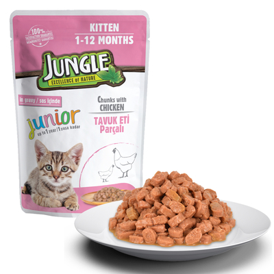 Jungle - Jungle Yavru Kedi Tavuklu 24 Adet 100 g Pouch