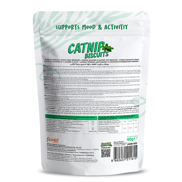 Jungle Somonlu Catnipli Kedi Bisküvisi 40 gr - 10 Adet