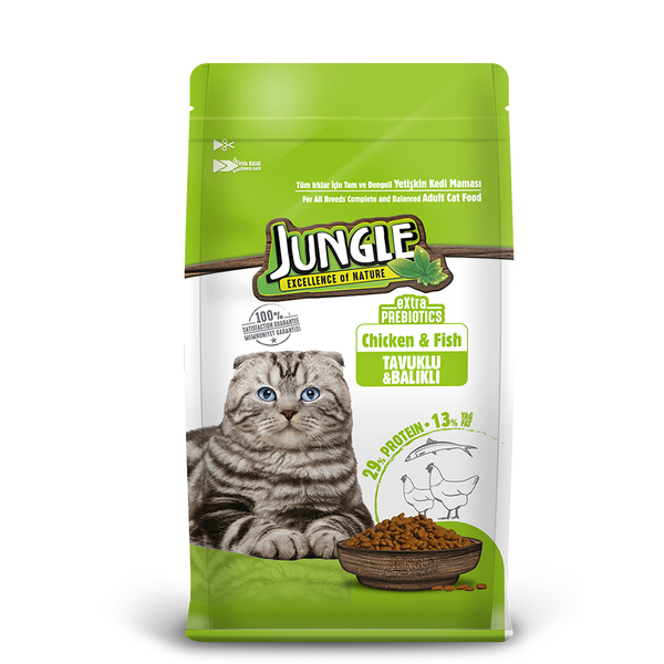 Jungle 1,5 kg-4 Adet Tavuk-Balıklı Yetişkin Kedi M