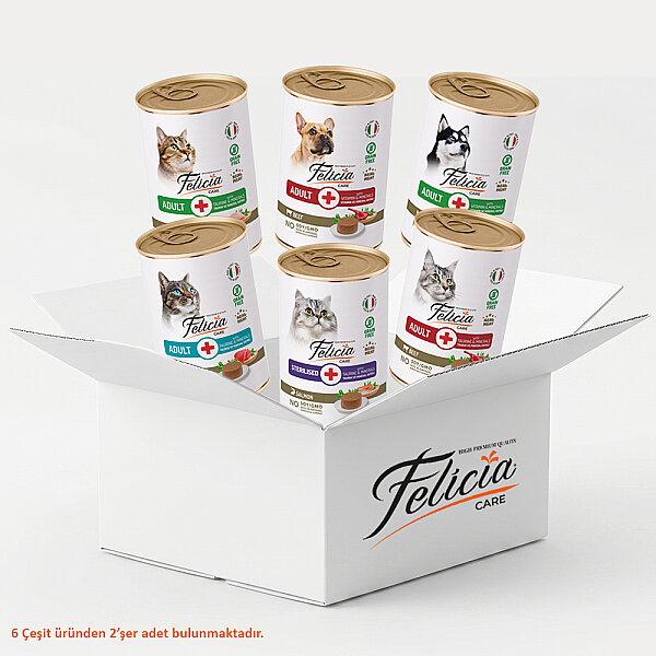 ONUR-013 Felicia Kedi-Köpek Konservesi 400g Mix Kolisi - 6 Çeşit_12 Adet