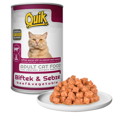 Quik Kedi 415 gr Biftek-Sebze Konserve 24 Adet - Thumbnail