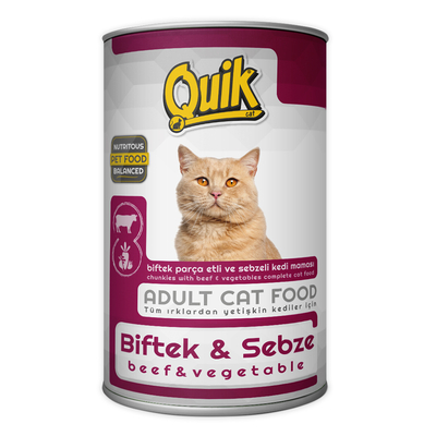 Quik Kedi 415 gr Biftek-Sebze Konserve 24 Adet - Thumbnail