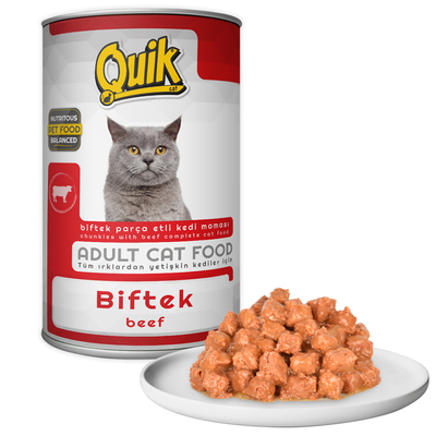 Quik Kedi 415 gr Biftekli Konserve 24 Adet - Thumbnail