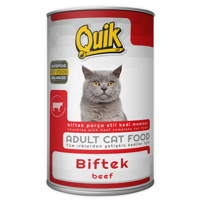 Quik Kedi 415 gr Biftekli Konserve 24 Adet - Thumbnail